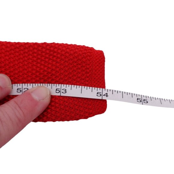 Unbranded Silk Knit Necktie OS Black Red Striped Textured Square-End Business - Picture 8 of 10